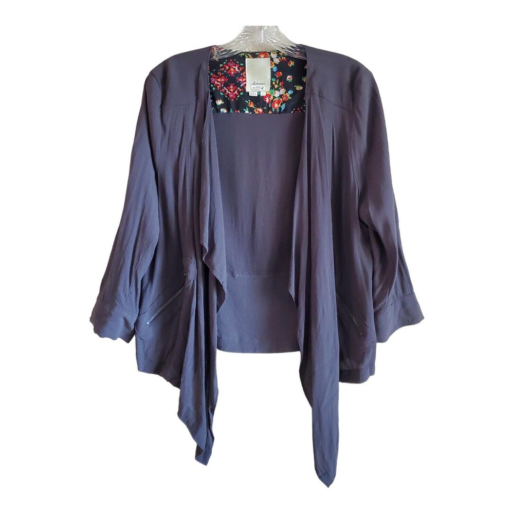 Anthropologie Deep Purple Open-Front Blazer